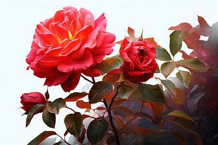 花园里面盛开的红玫瑰图片