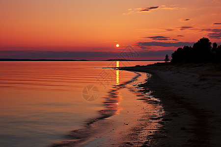 海滩上的夕阳背景图片