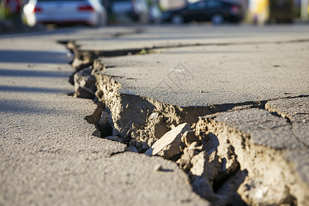 道路维修公路上的裂缝背景