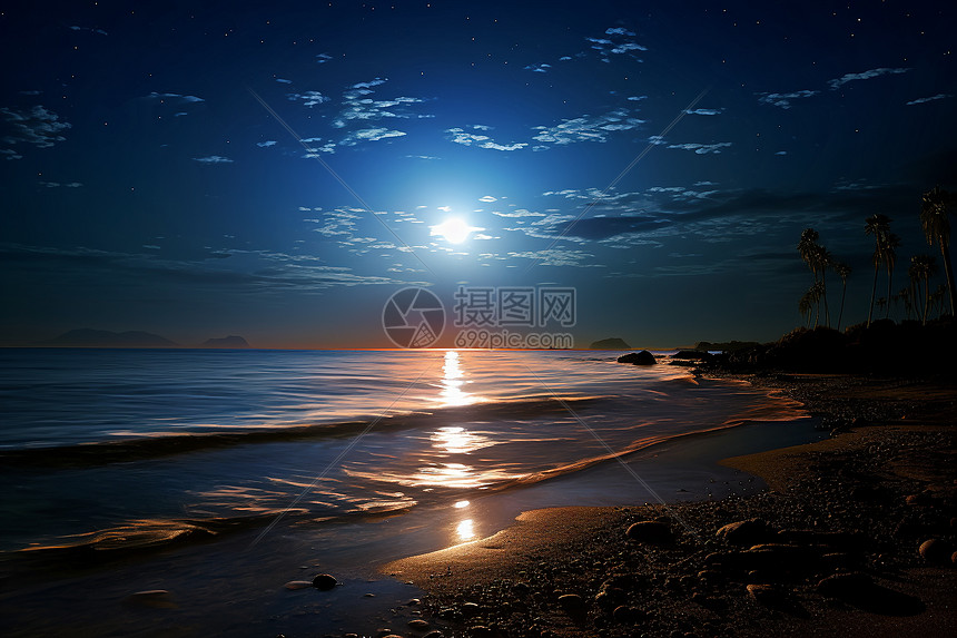 照在海滩上的月光图片