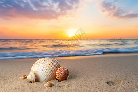 海滩上的贝壳背景图片
