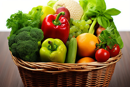 篮子里的新鲜蔬菜背景图片