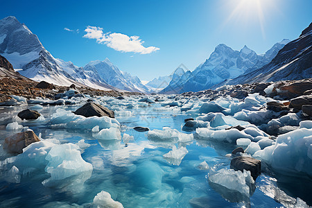 冰山雪峰中的自然奇观高清图片