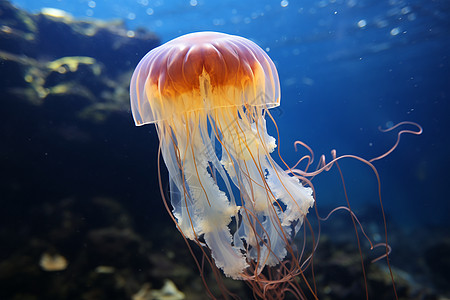 海洋中游动的水母高清图片