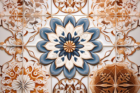 瓷砖艺术花卉背景图片