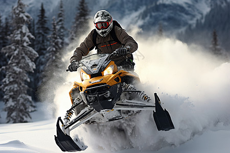 极速狂飙的雪地摩托车图片