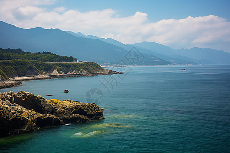 天空下的大海与小岛图片