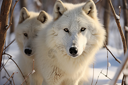 白狼与树木图片