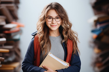 书海中的女大学生图片