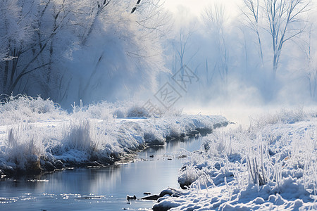 冬日白雪纷飞的奇景背景图片