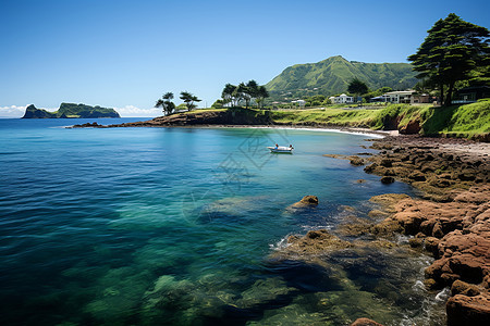 碧海蓝天的美丽景观背景图片