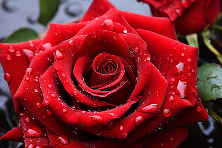 雨中红玫瑰图片