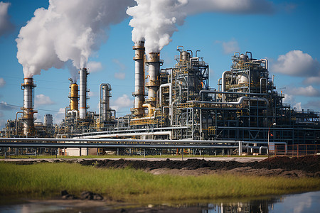 复杂金属管道的石油加工厂图片