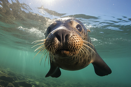 欢乐戏水的海狮图片