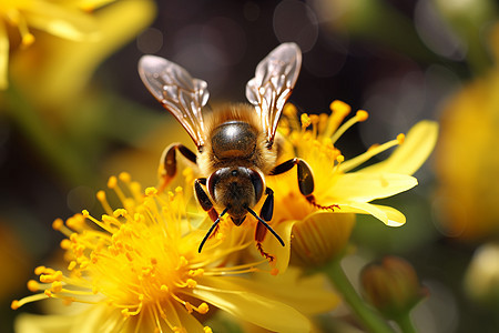 蜜蜂与花的邂逅背景图片
