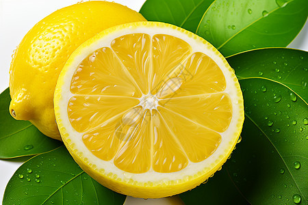清新柠檬和绿叶图片
