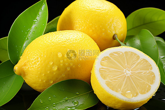 柠檬表面的水滴图片