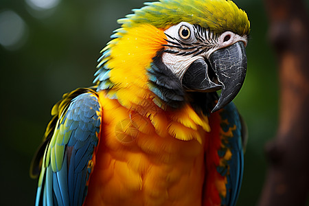 热带丛林中一只色彩鹦鹉图片