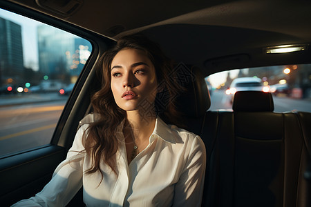 坐在车里的商务女性图片