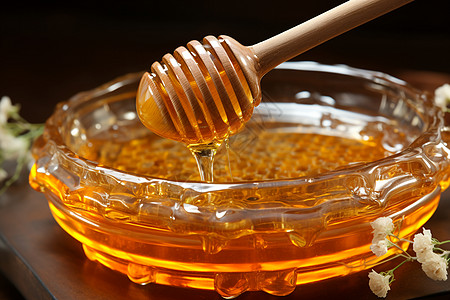蜂蜜美食用蜂蜜勺取蜂蜜背景