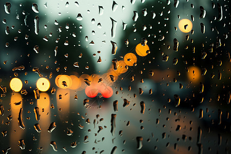 雨中朦胧的街景图片
