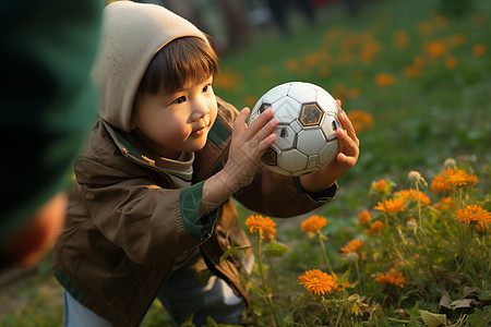 小男孩踢球图片
