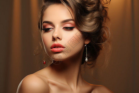 优雅红唇的华丽模特背景图片