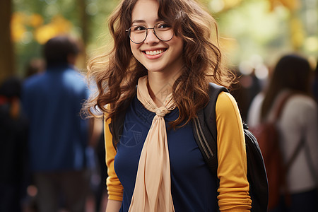 女大学生充满朝气背景图片