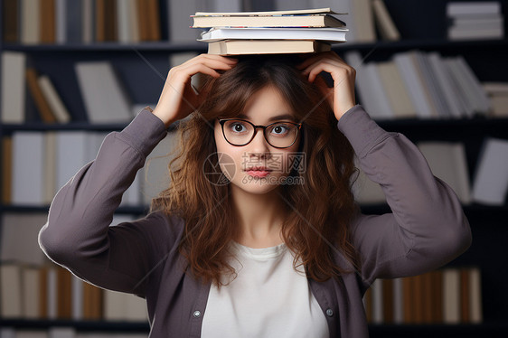 书海中的女大学生图片