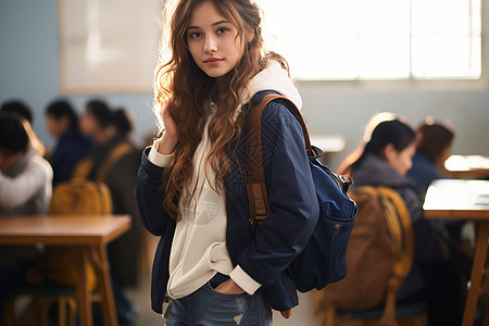 巴黎学校的女大学生图片