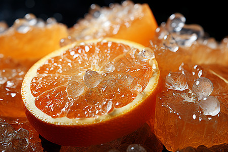 永兴冰糖橙冰镇橙子与橙片背景