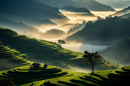 乡村梯田背景图片