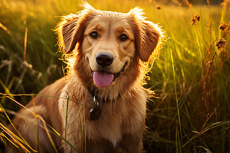 阳光下一只金毛犬图片