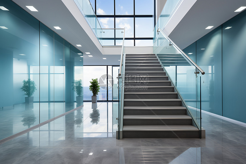 空旷的商业建筑楼梯图片
