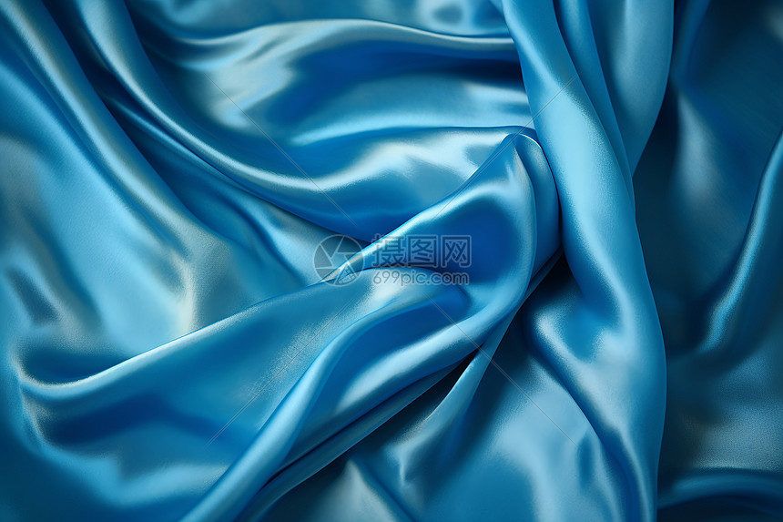 优雅的蓝色丝绸织物图片