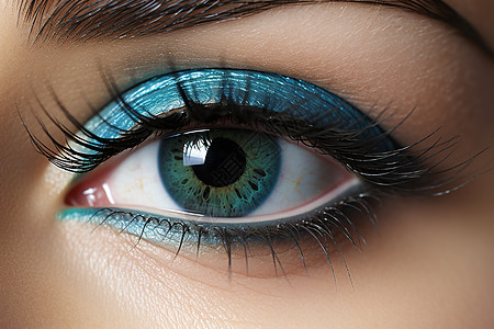 蓝色的眼影和瞳孔图片