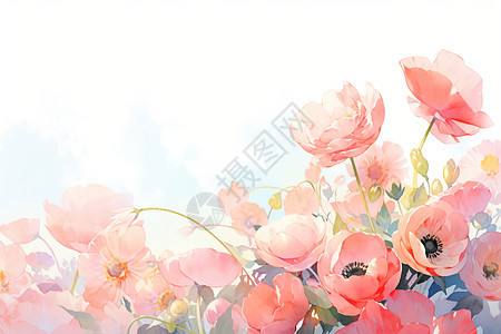 唯美浪漫的玫瑰花花卉插图背景图片