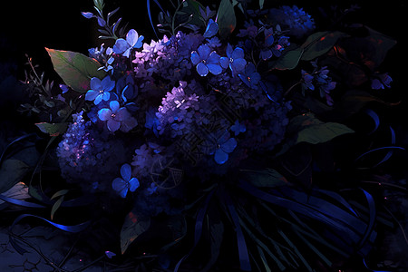 神秘的蓝紫色花束高清图片