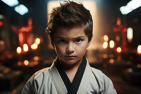 传统跆拳道训练的小男孩图片
