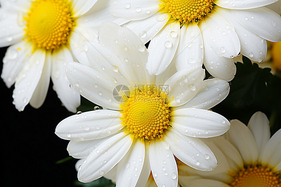 美丽雏菊花瓣上的水滴图片