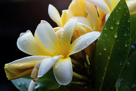 盛开花朵上的雨滴图片