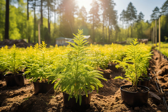 阳光下的绿色植物图片