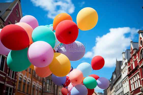 城市中的气球图片