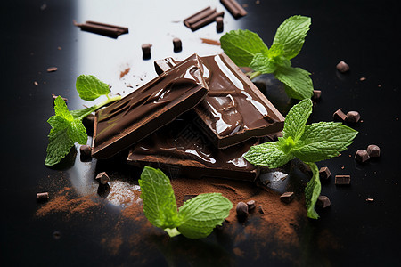 巧克力薄荷甜点背景图片