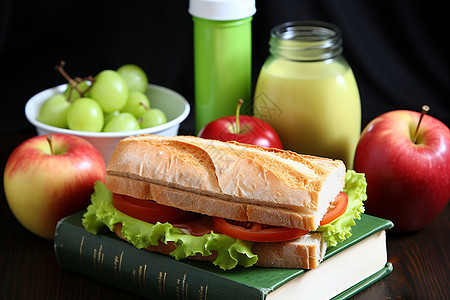 美味健康的午餐全麦三明治图片