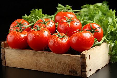 一筐新鲜的番茄背景图片