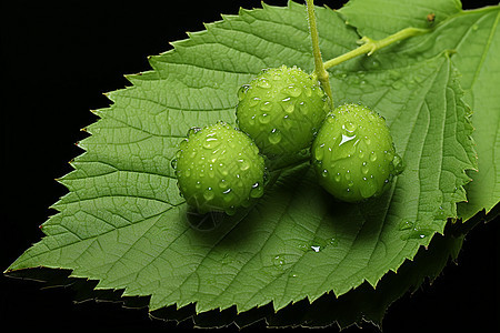 桌面上健康的绿色树莓图片