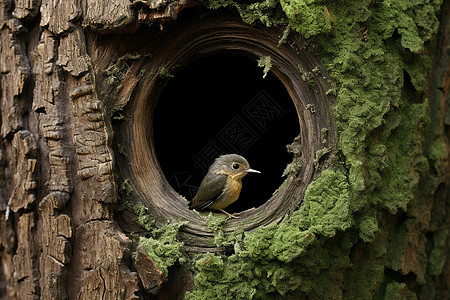 树洞中的黑鸟图片