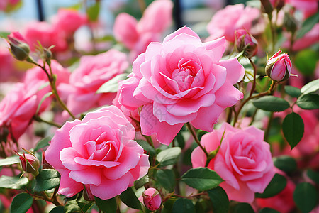 粉色玫瑰花丛高清图片