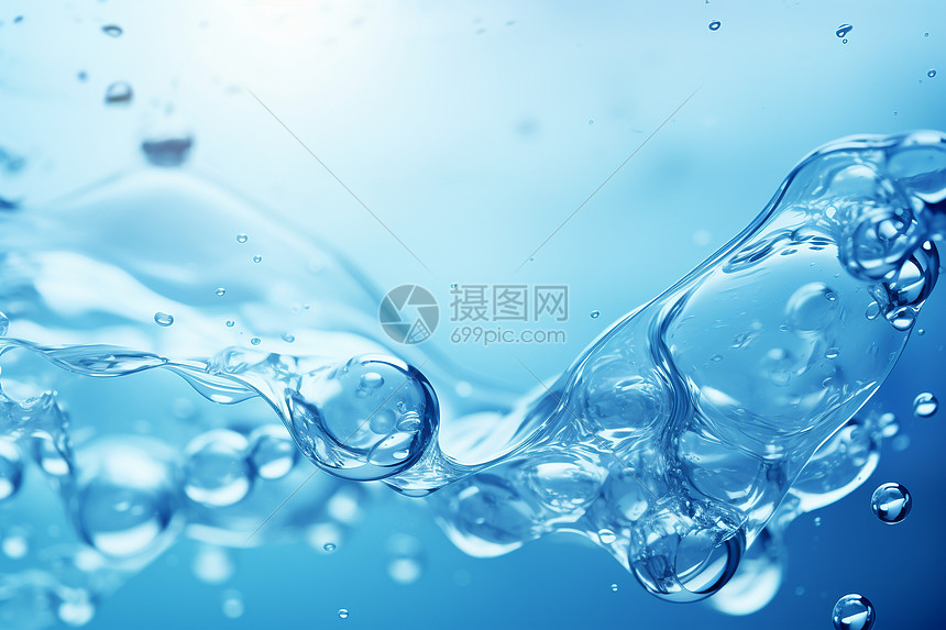 水流中的蓝色水泡图片